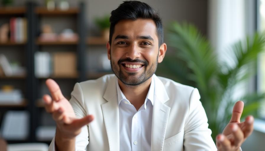 A leader presenting on a virtual call with confidence